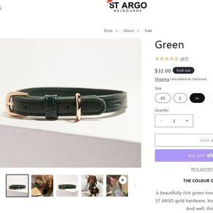 NWT St. Argo green dog collar sz m
